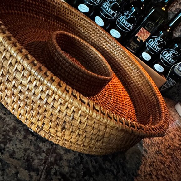 Woven Rattan Chip & Dip Server Tray Charger 15" William Sonoma - Picture 11 of 13